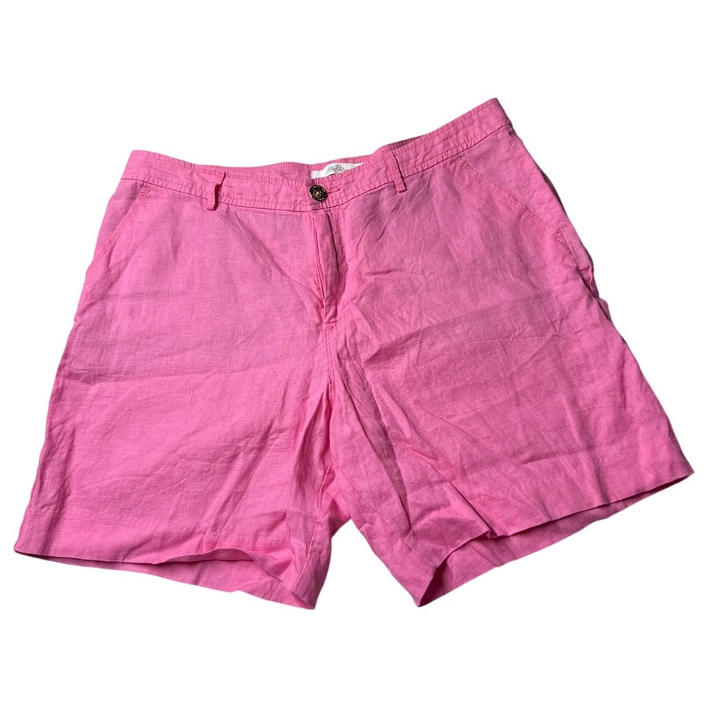 Lilly Pulitzer Pink 100% Linen Shorts Women's Size 12‎ Flat Front Casual